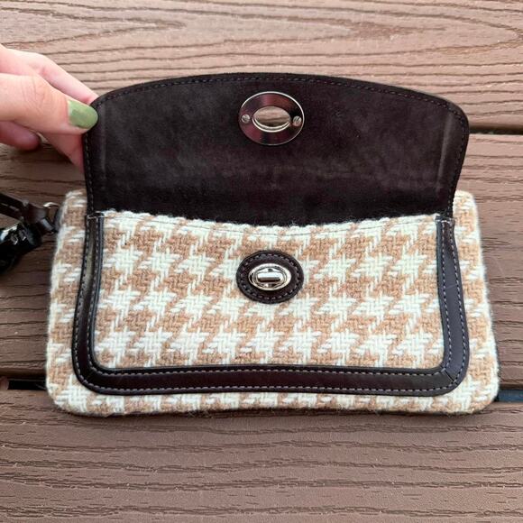 Coach Vintage Wool & Suede Houndstooth Turnlock Mini Bag Wallet - Picture 5 of 7